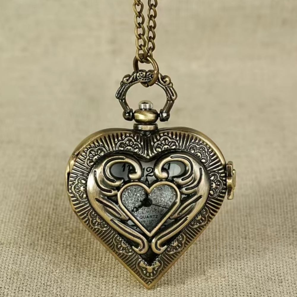 New heart pocket watch battery included